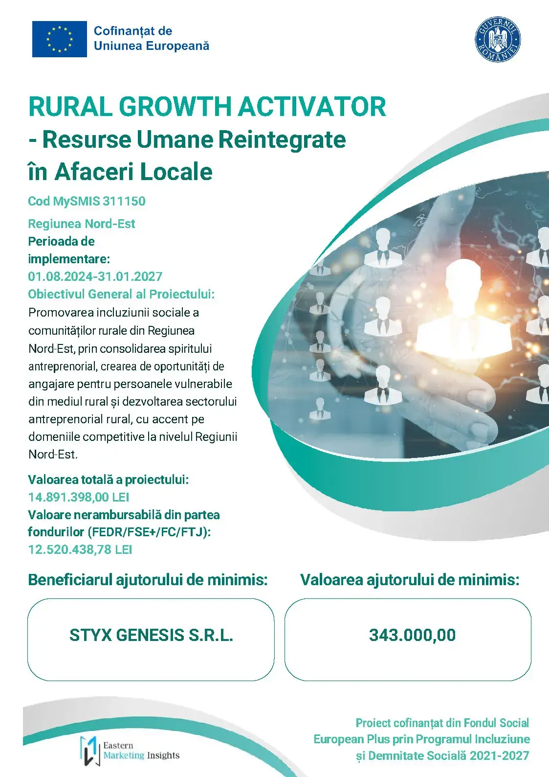 Afișul oficial Rural Growth pentru beneficiarul Ion Alina Alexandra
